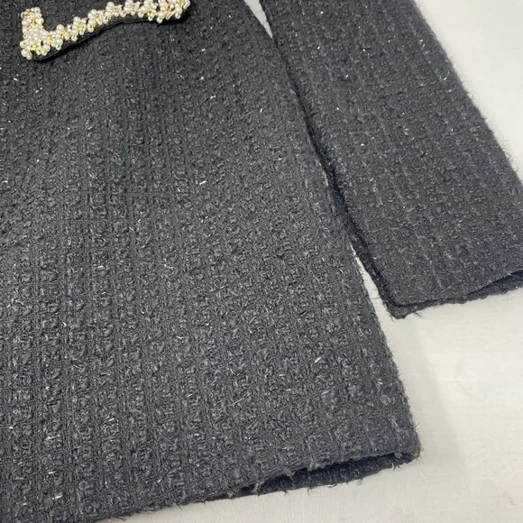 Nadine Merabi Natalie Black Tweed Dress Medium NWT $545 - Picture 9 of 12